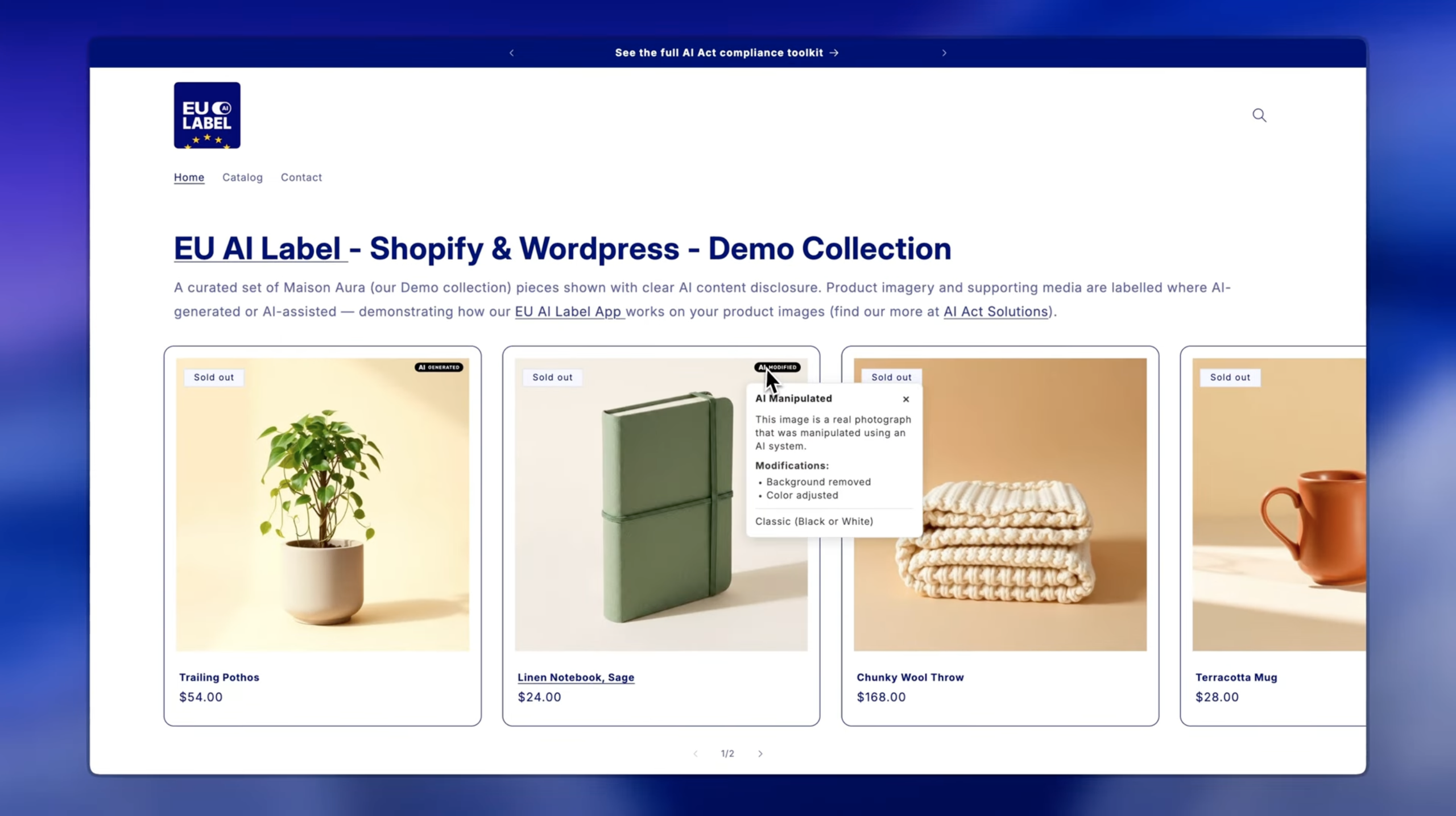 Load video: eu ai label - shopify app - demo