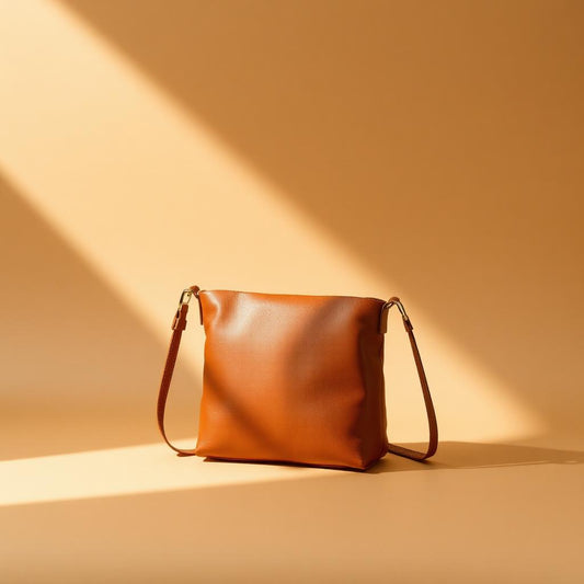 Everyday leather crossbody bag, soft natural light