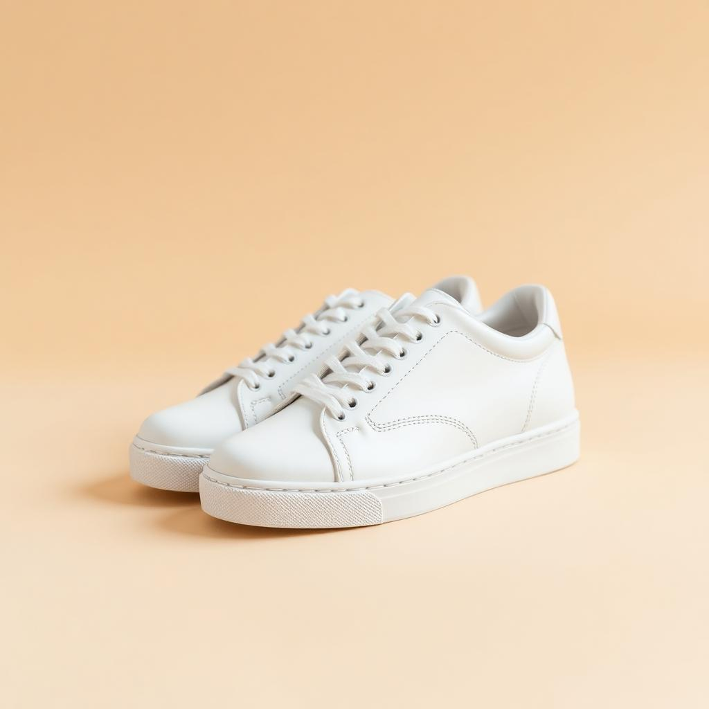 White court sneakers, cloud colourway, studio product photo