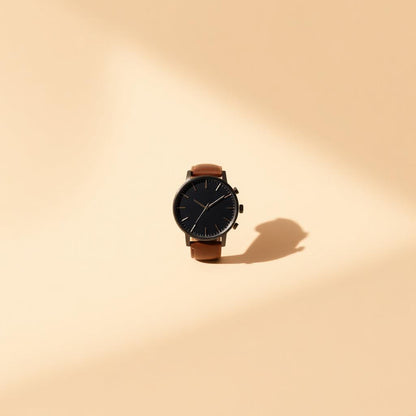 Field watch with onyx dial and stainless case