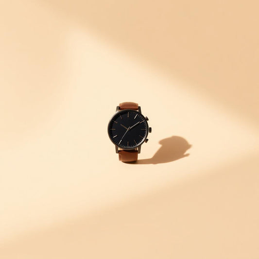 Field watch with onyx dial and stainless case